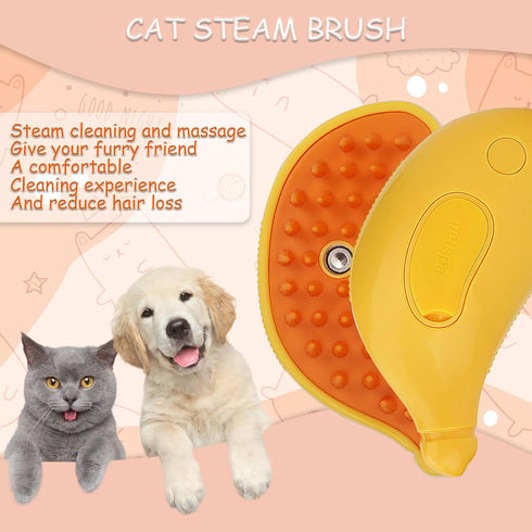 Cat Steam Brush,Cat Steam Brush for Grooming,3 in 1 Steamy Cat Brush,Spraying Steam Pet SPA Brush,Rechargeable Silicone Pet Comb for Cats & Dogs...
