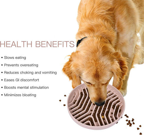 Slow Feeder Dog Bowls, Puzzle Silicone Dog Feeding Bowls with Suction Cups, Anti-Choking, Non-Slip Design, Reduces Boredom, Anxiety, Ideal for Med...