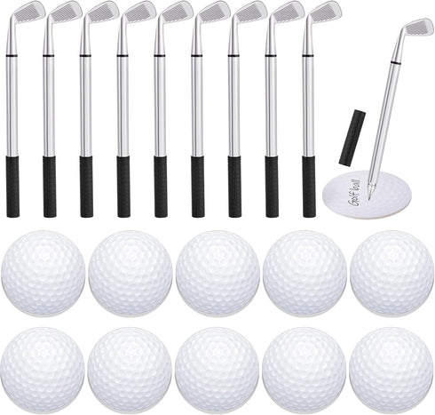 12 Pcs Golf Ballpoint Pen and 12 Pads Golf Sticky Notes Set Cool Golf Party Favors Mini Decorative Golf Pens Funny Sports Golfing Club Props Black...