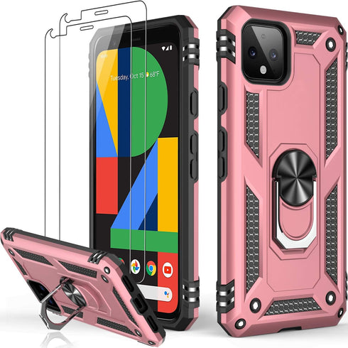 LUMARKE for Google Pixel 4 Case with Screen Protector,Pass 16ft. Drop Tested Military Grade Protective Phone Cover with Magnetic Ring Kickstand Co...