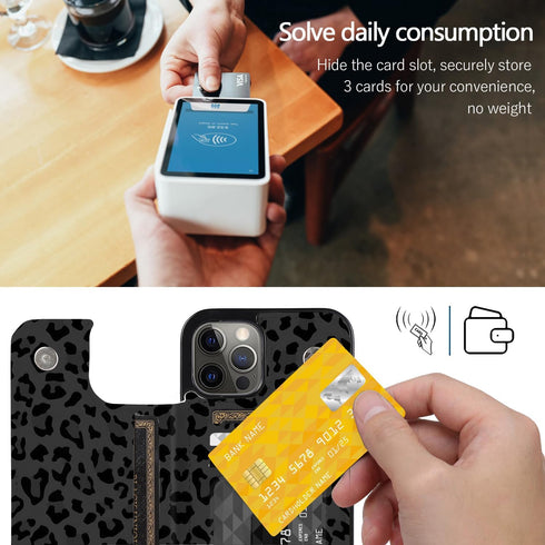 Leather Flip Case Wallet Compatible with iPhone 12 Pro/12 6.1" Card Holder Slim Sleeve Wallet with Card Slots Shockproof Protective Shell Case (Bl...