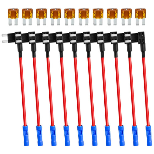 MuHize Micro2 Fuse Tap Adapter Kit - 10 Pack Premium Add-A-Circuit ATR Blade Fuses Holder with 10 Free 5A Fuses | Easy Installation for Car Truck ...