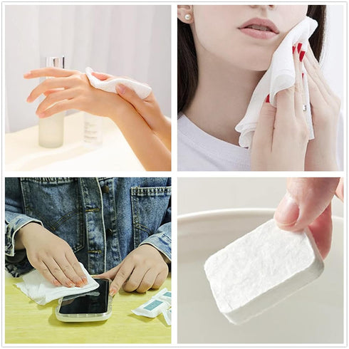 Compressed Towel Tablets - Disposable Travel Towels Face Wipes Cotton Coin Tissue for American Camping Hiking Sports Outdoors Gears Portable Compa...
