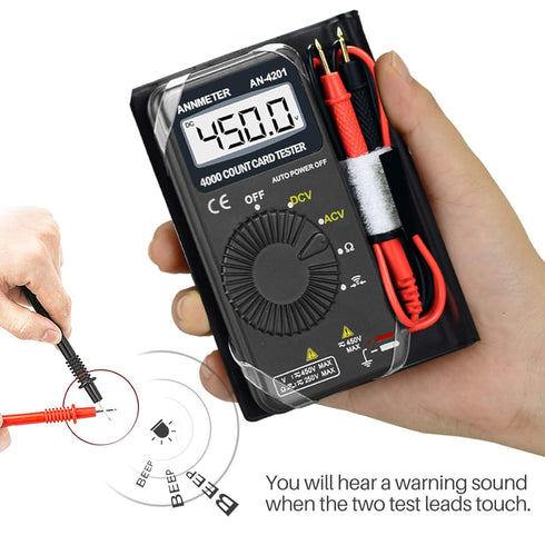 AIOMEST Digital Multimeter,Pocket Voltmeter Ohmmeter Measuring AC&DC Voltage Resistance Continuity Buzzer Diode Test, Auto Ranging Card Volt Ohm T...