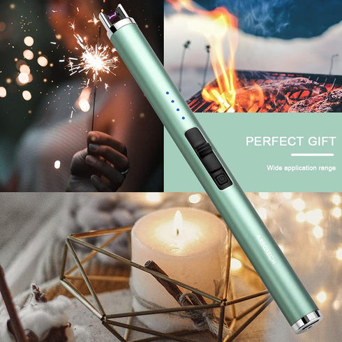 ARECTECH Rechargeable Electric Candle Lighter Arc Plasma Windproof Lighter for Candle Kitchen Birthday Gift for Mom Men Wife with Type-C Cable Gre...