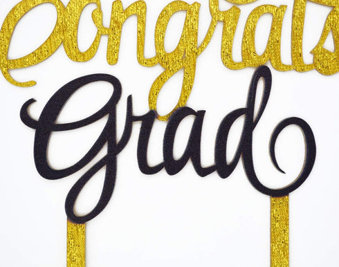 Congrats Grad Cake Topper 2025 Graduation Cake Topper Grad Party Decorations (Gold&Black)...