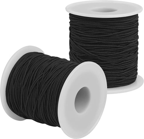Elastic String for Bracelets Making - Cuttte 2 Rolls 1.2MM Black Elastic Cord Total 109 Yards, Sturdy Stretchy Bracelet String Elastic String for ...