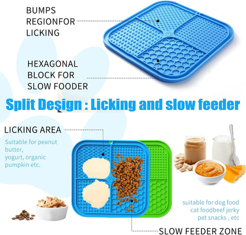 Licking Mat Slow Feeder for Dogs and Cats, Premium Lick Pad with Suction Cups for Dog Anxiety Relief, Slow Feeder Dog Bowls, Bathing, Grooming and...