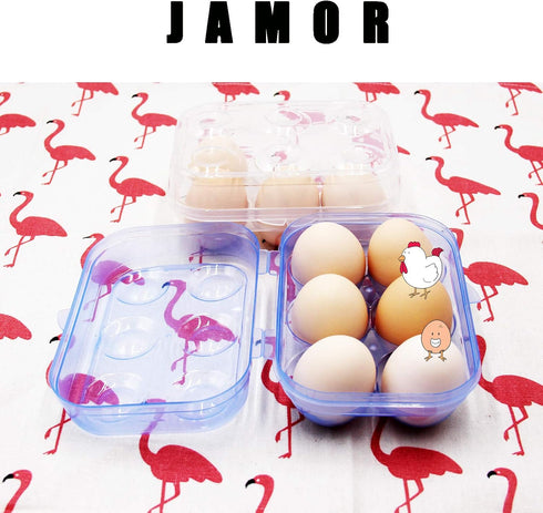 JAMOR 6 Grid Egg Storage Box Refrigerator Crisper Egg Protection Box Portable Egg Carriage Container For Camping Picnic Essential (Blue)...