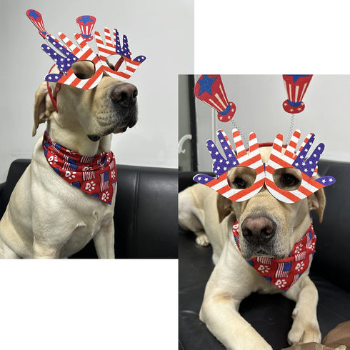 Dog Bandanas Classic Plaid Pet Scarf Triangle Bibs Kerchief Set Pet Costume Pet Accessories Set Bandana for Small Medium Large Dogs Cats (4th of J...