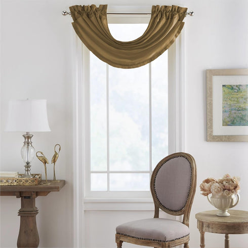 Elrene Home Fashions Versailles Room-Darkening Faux-Silk Waterfall Window Valance, Accessory for Bedroom or Living Room Windows with Rod Pocket Ta...