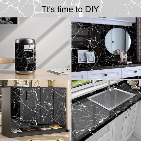 Marble Contact Paper,Wallpaper Peel and Stick Kitchen,Marble Wallpaper Vinyl Contact Paper for Cabinets Countertops Wall Covering 17.7''x196.9'' B...
