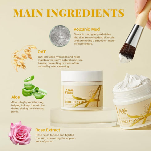 ANAI RUI 2 in 1 Pore SkinCare Set, Pore Clay Mask+Pore Minimizing Serum+BlackHead Remover Mask for Face,Minimizing, Shrinking, Tightening Pores, P...