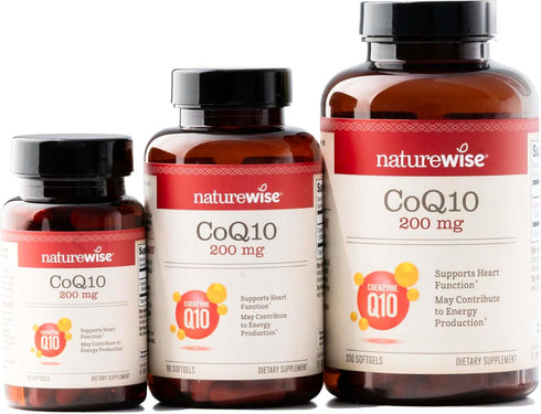 NatureWise CoQ10 200mg Softgels, High Potency CoQ10 200mg Ubiquinone - Antioxidant for Heart Health + Energy, Coenzyme Q10 Supplements - Vegan, No...
