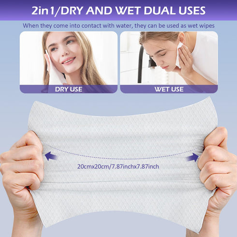 Disposable Face Towel 100 Count, Face Clean Towels, Soft Cotton Dry Wipes Facial Cloths Towelettes for Washing and Drying, Facial Tissue for Clean...