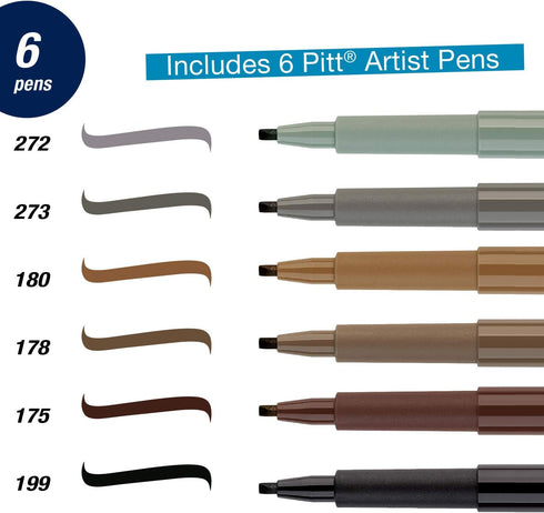 Faber-Castell Calligraphy Pitt Artist Pen Set - 6 Subtle Toned Calligraphy Pens...