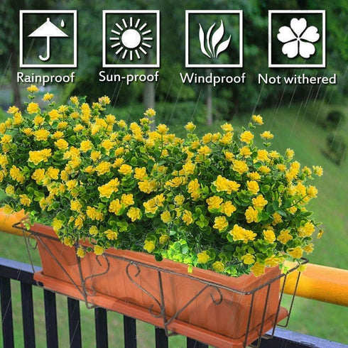 8 Bundles Artificial Flowers Outdoor UV Resistant Fake Plastic Plants Faux Greenery Shrubs Indoor Outside Hanging Planter Home Kitchen Office Wedd...