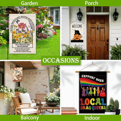 Gardening is a Walk in The Park Welcome Garden Flag, 12 x 18 Inch Double Sided Holiday Outdoor Farmhouse Lawn Decor Flag, Dinosaur Skeleton Yard F...