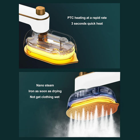 Mini Travel Ironing Machine, 180°Rotatable Handheld Garment Steamer for Clothes, Steam Iron Garment Steamer, Folding Handle Thermostat for Clothes...