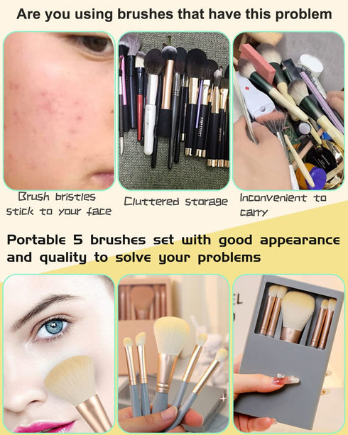 Travel Size Makeup Brushes Set, Easy-taken Mini Makeup Brush Set with Case and Mirror, Small Complete Function Cosmetic Brushes Kit Perfect for On...