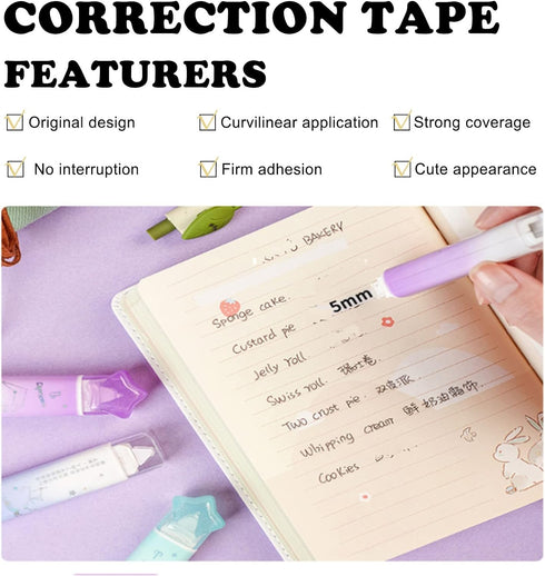 2 in 1 White Out Correction Tape and Double Sided Tape Roller, Cute Quick Dry Japan, with Permanent Adhesive Tape Runner,for School Office Instant...