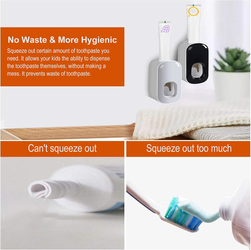 Toothpaste Dispenser,Automatic Toothpaste Squeezer Fit for Kids and Adults,Hands Free Wall Mounted Toothpaste Holder With Self-stick Sticker,Punch...