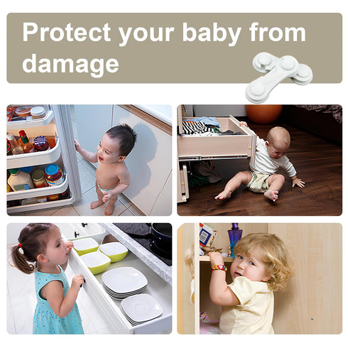 8 Pack Cabinet Door Locks for Baby Proof and Child Safety Cabinet Locks with Adhesive Childproof Door Latch Child Safety Locks for Kitchen Drawer ...