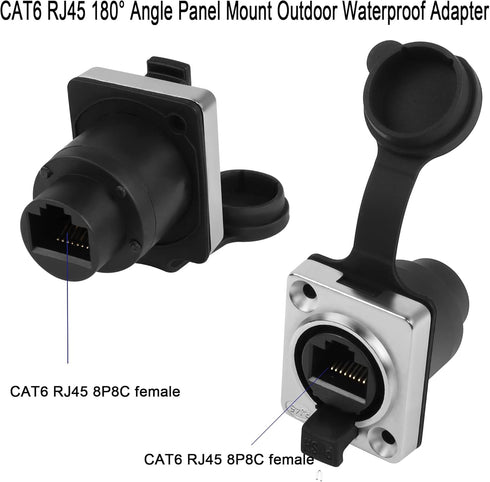 QIANRENON RJ45 Waterproof Network Connector CAT6 RJ45 Panel Mount Outdoor Waterproof Adapter RJ45 Industrial Network Coupler Assembly,Waterproof I...