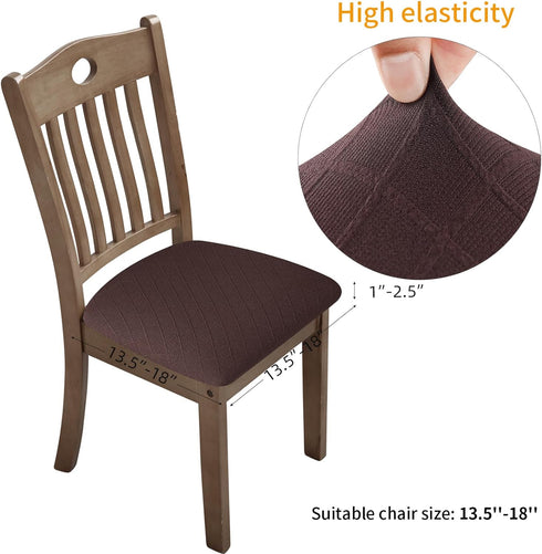 Stretch Chair Seat Covers 4 PCS, Removable Washable Dining Chair Covers Anti-Dust Dining Room Seat Cushion Slipcovers (4, Chocolate)...