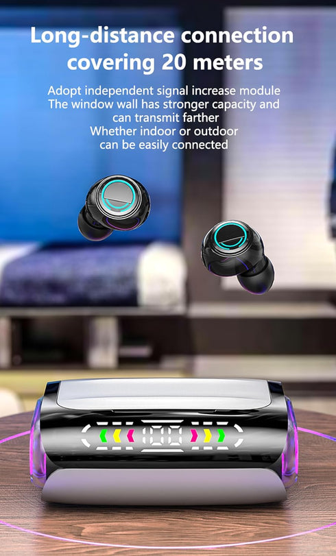 True Wireless Earbuds, 2024 Bluetooth Headphones 5.3 Earbuds, Waterproof Touch Control Ear Buds in-Ear Built-in Mic, with LED Power Display, IP7 W...