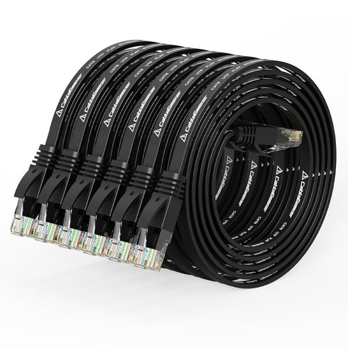 Cat 6 Ethernet Cable 3ft (6 Pack) (at a Cat5e Price but Higher Bandwidth) Flat Internet Network Cable - Cat6 Ethernet Patch Cable Short - Black Co...
