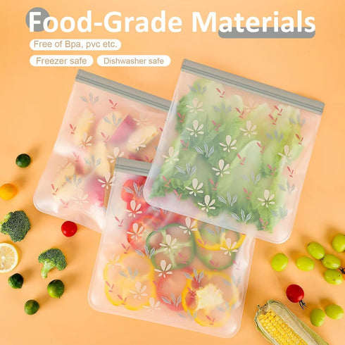 24 Pack Dishwasher Safe Reusable Bags Silicone, Leakproof Reusable Freezer Bags for Food Storage, Home Organization, Travel & Make-up, BPA-Free fo...