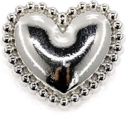 20 pcs Electroplated Silver Metal Heart Sewing Shank Coat Buttons -23mm -7/8"...