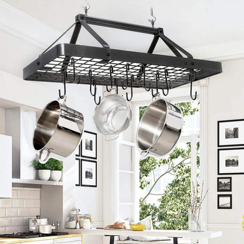 18 Pack ESFUN 4 inch Heavy Duty S Hooks Black Pan Pot Holder Rack Hooks S Shaped Hooks Hangers for Oval Ceiling Pot Rack Hanging Kitchenware Spoon...