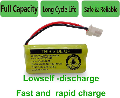 2.4V 800mAh BT183342 BT283342 BT166342 BT266342 BT162342 BT262342 Battery Compatible with CS6114 CS6419 CS6719 EL52300 CL80111 Cordless Handset Ph...