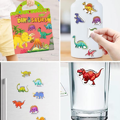 Reusable Sticker Books for Kids, Travel Removable Toddler Dinosaur Sticker Books for 3 4 5 Year Old Girls Boys Birthday Gifts Educational Learning...