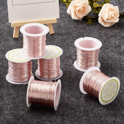 Pandahall 125 Feet Tarnish Resistant Copper Wire 26 Gauge Jewelry Beading Craft Wire for Jewelry Making (Rose Gold)...