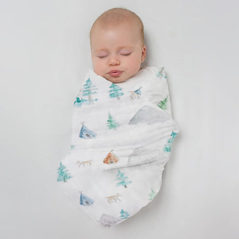 SwaddleDesigns Cotton Muslin Swaddle Blanket, Receiving Blanket for Baby Boys & Girls, Best Registry Gift, 46x46 inches, Watercolor Denim Mountain...
