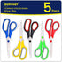 Scissors Set of 5-Pack, 8" Scissors All Purpose Comfort-Grip Handles Sharp Scissors for Office Home School Craft Sewing Fabric Supplies, High/Midd...