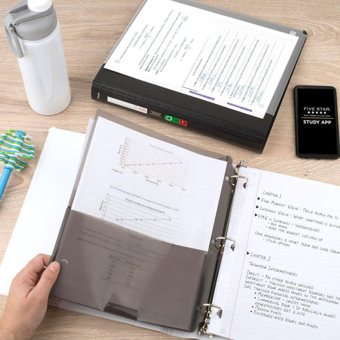 Five Star 3 Ring Binder, 1-1/2 Inch Binder with D Rings, Customizable Clear View Cover + Study App, Poly, White (261460A-ECM)...