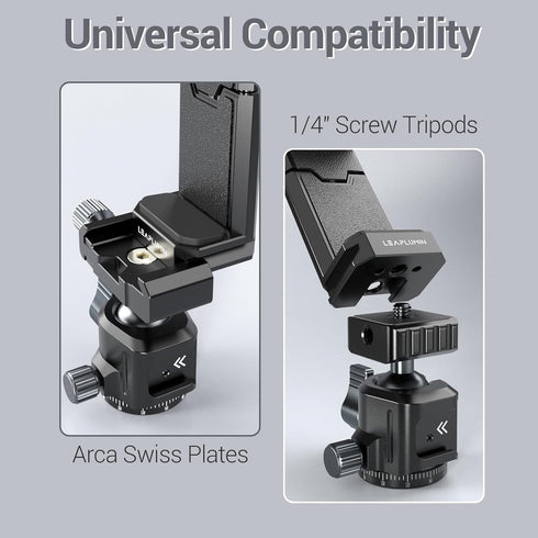 Tripod Phone Mount Holder with Sliding Cold Shoe,Universal Smartphone Mount Adapter with 1/4" Standard Screw&& Arca Swiss Quick Release Plate,Phon...