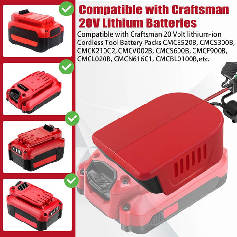 for V20 Craftsman 20V Battery Power Wheel Adapter?Power Wheels Battery Converter Kit with Fuses & Wire Terminals, 14AWG Wire, Power Connector for ...
