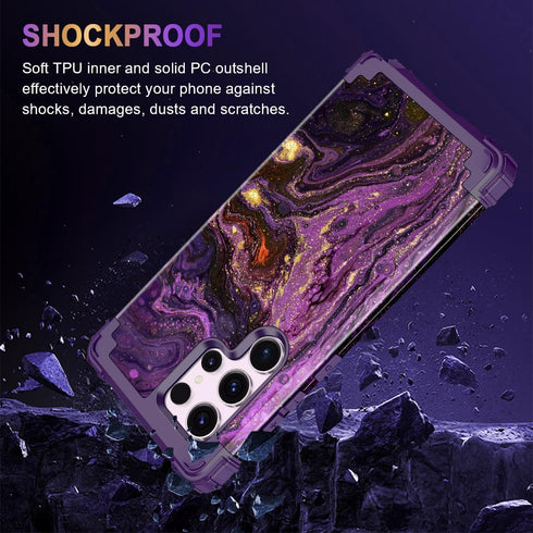 Miqala for Galaxy S23 Ultra Case,Glow in The Dark Three Layer Heavy Duty Shockproof Hard Plastic Bumper +Soft Silicone Protective Case with 2 Came...