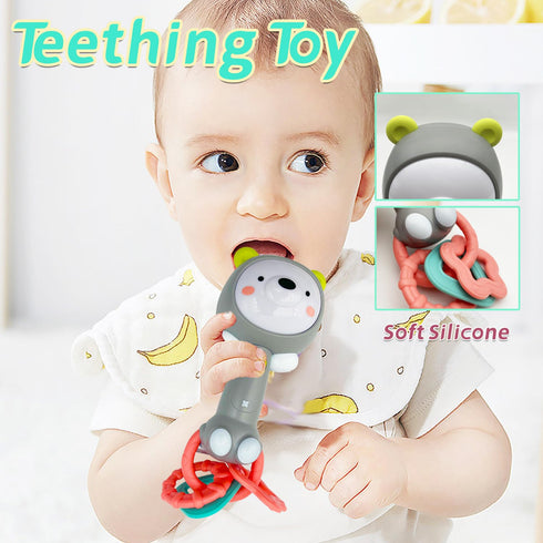 Musical Rabbit Light-Up Toy and Teething Ring for Toddlers Sensory Chew and Fine Motor Skills Toy Baby Rattle and Teething Toys for 6 12 18 Month ...