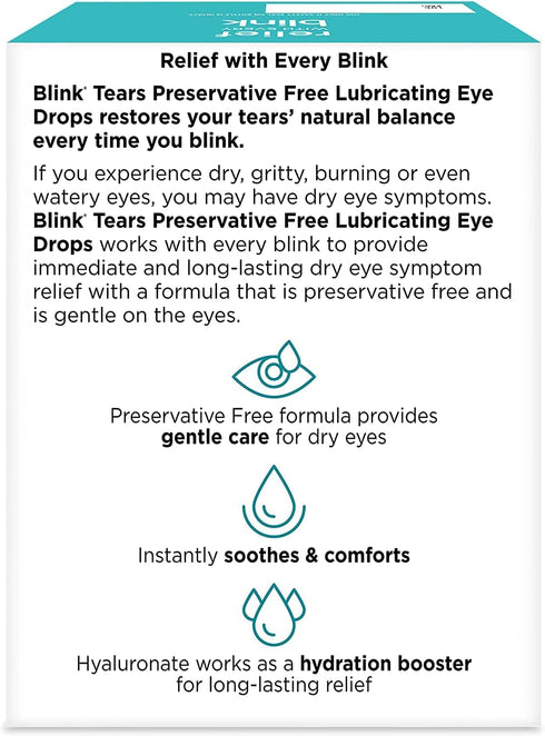 Blink Tears Lubricating Eye Drops Mild-Moderate Dry Eye .01 Fl Oz 25 Count...