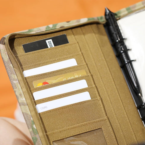 Military Padfolio Ring Binder with 80 Sheets 160 Pages of Leaf Paper, Military Notebook with Zippered Padfolio Organizer, Refillable Tactical Note...