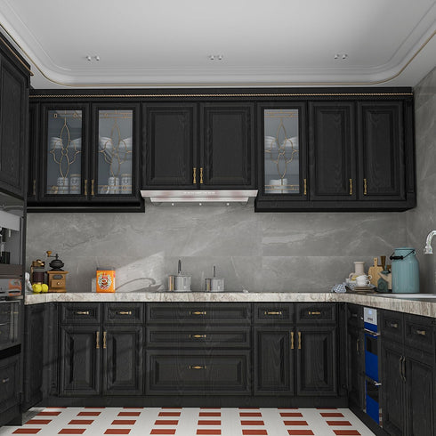 DUUEIHHUER Black Wallpaper Wood Grain Wallpaper Peel and Stick Wall Decoration Contact Paper Retro Wooden Board Kitchen Bedroom Decoration Furnitu...