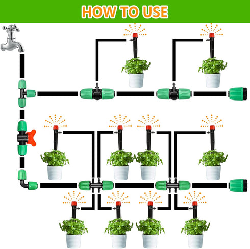Drip Irrigation Fittings for 1/2 inch Tubing (0.60"-0.63" OD), 12 Pieces Barbed Tee Drip Parts Locked Tee Connectors, 3 Way Drip Line Nuts Connect...