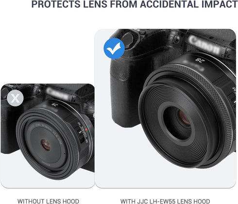 Metal Lens Hood for Canon RF 28mm f/2.8 STM Lens on Canon EOS R50 R100 Camera Replaces Canon EW-55, Compatible with 55mm Filter or Lens Cap...