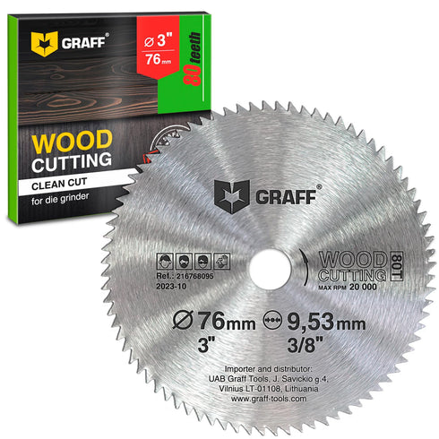 3 Inch Circular Saw Blade for Wood, Plywood, Laminate, Drywall, Plastic – 80T Wood Cutting Disc with 3/8 Inch Arbor from GRAFF...
